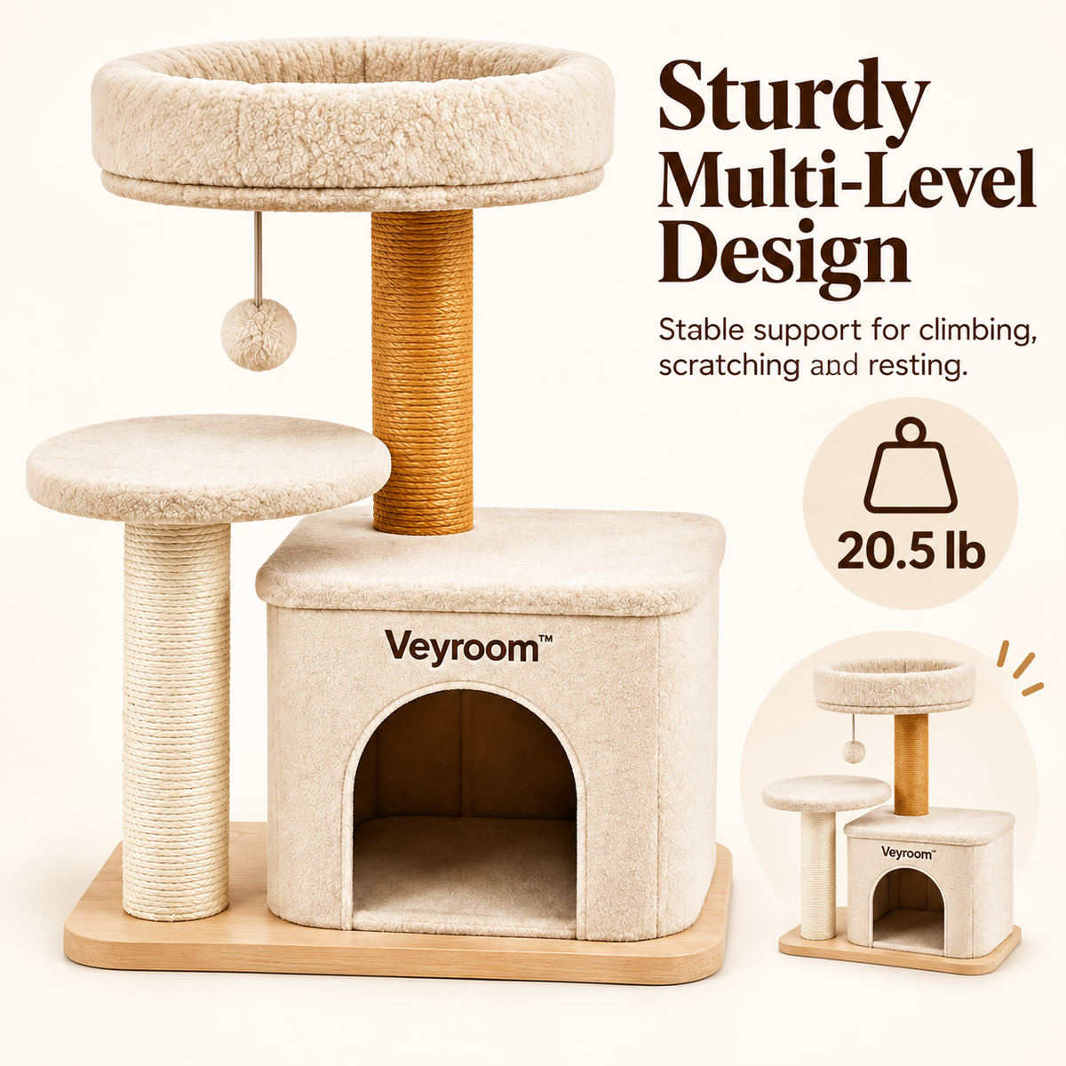 Veyroom™ Multi-Level Cat Condo Tower