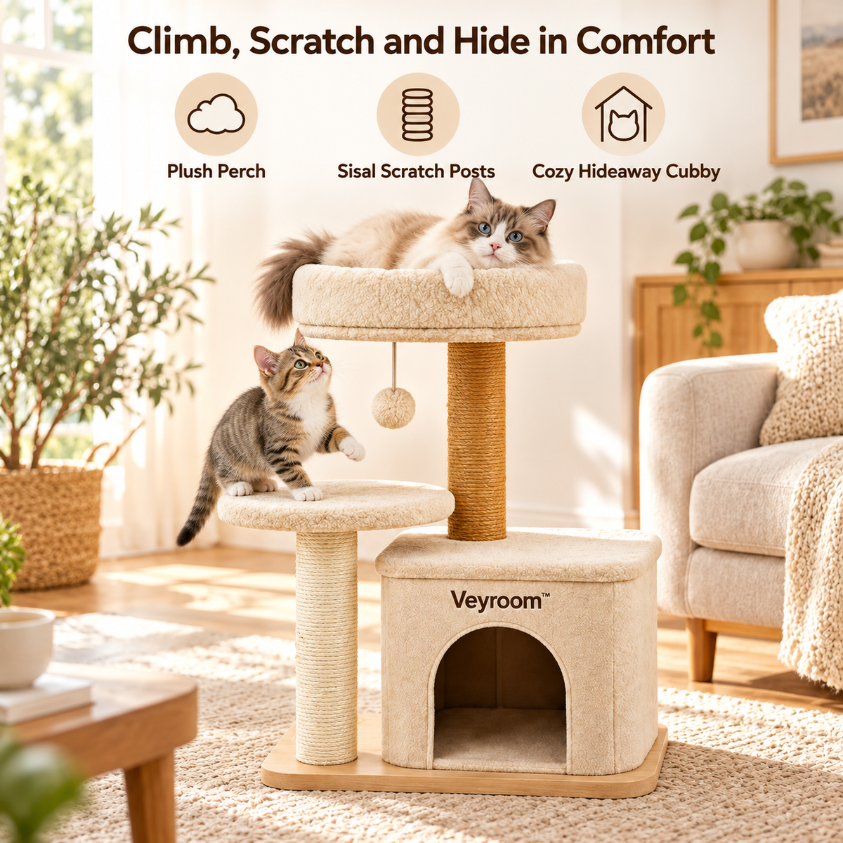 Veyroom™ Multi-Level Cat Condo Tower