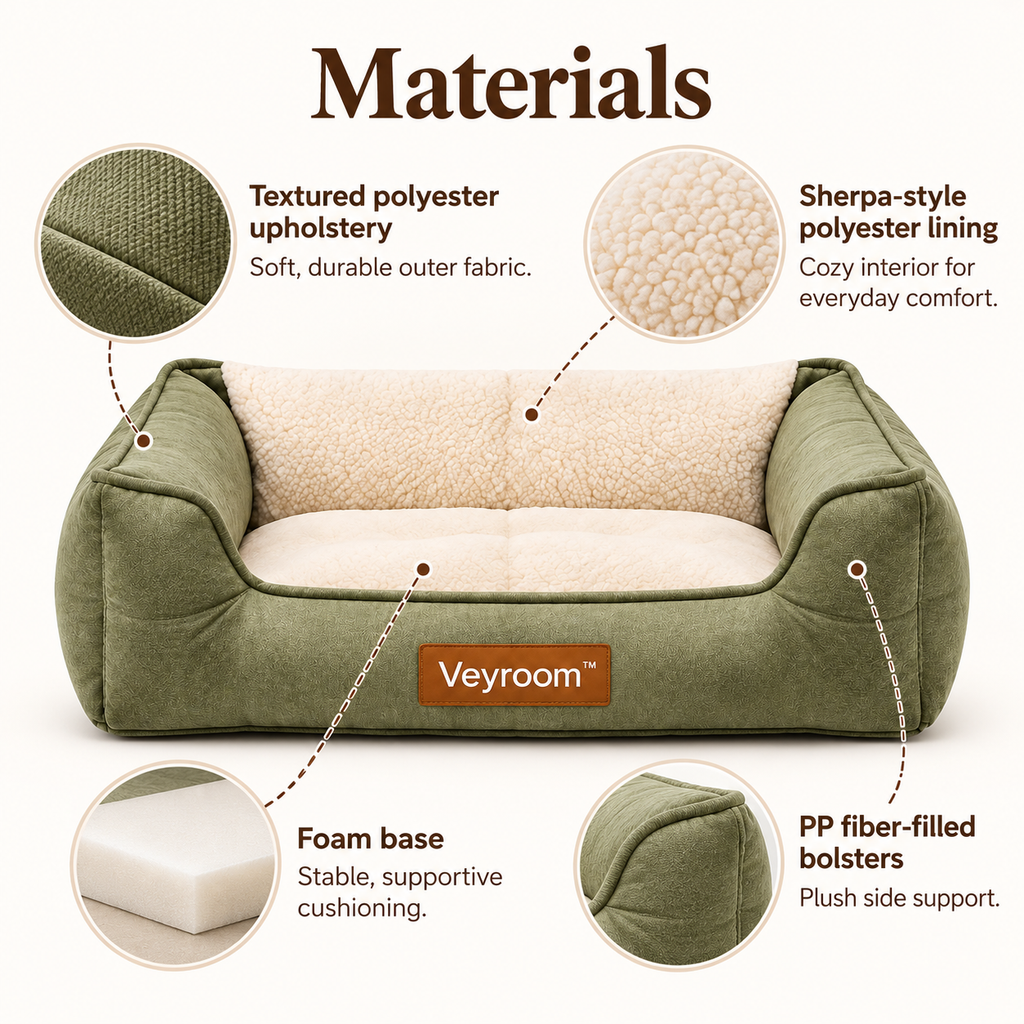 Veyroom™ Olive Bolster Lounge Pet Bed