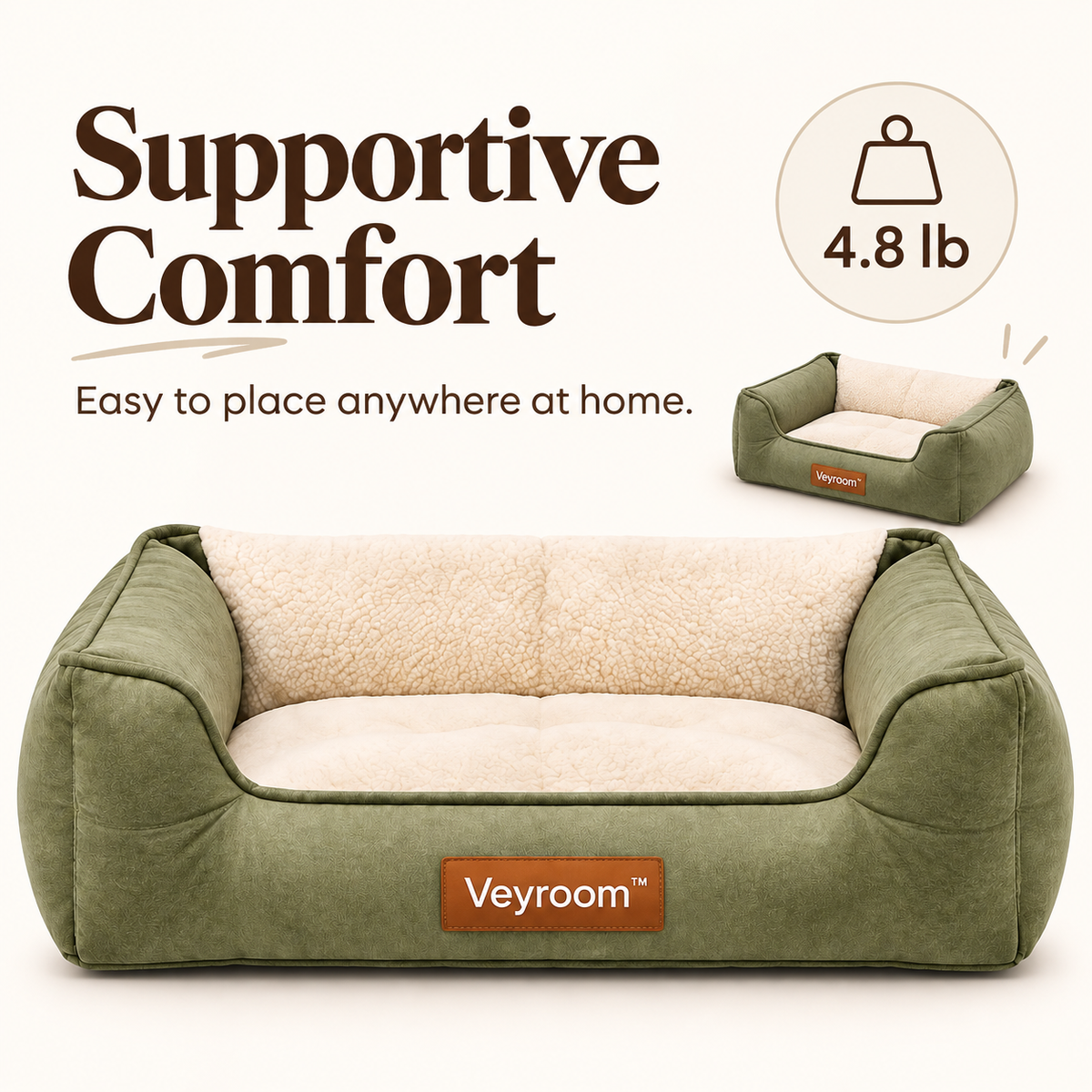 Veyroom™ Olive Bolster Lounge Pet Bed