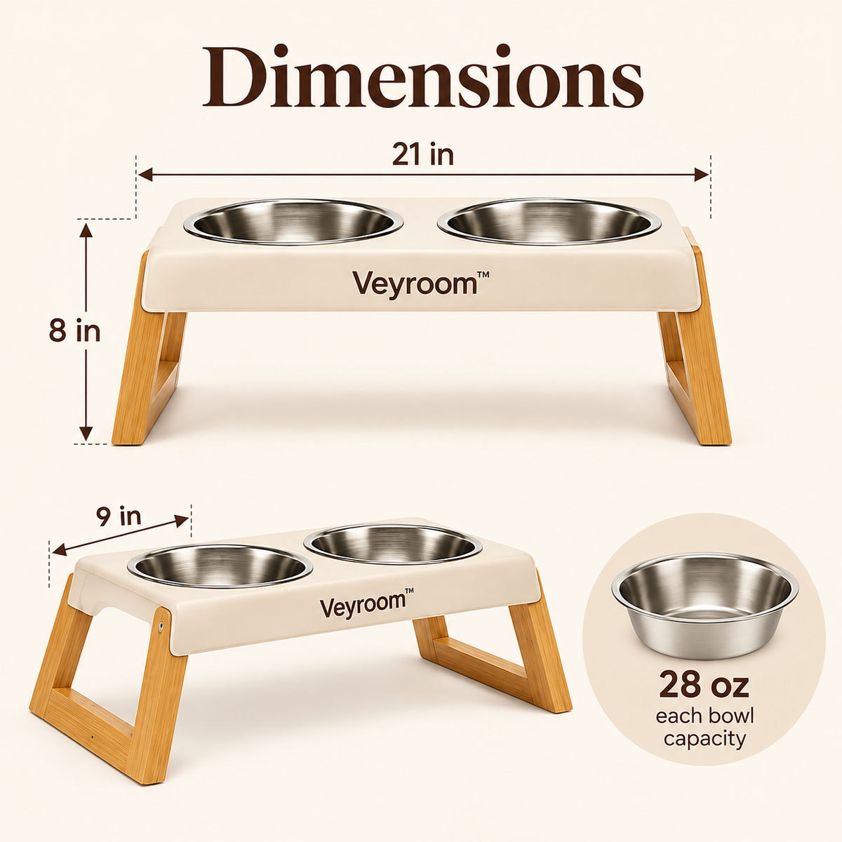 Veyroom™ Modern Raised Double-Bowl Feeder
