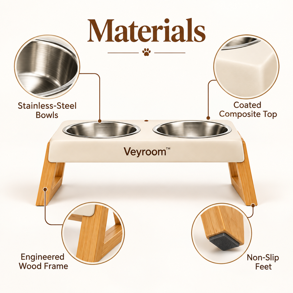 Veyroom™ Modern Raised Double-Bowl Feeder