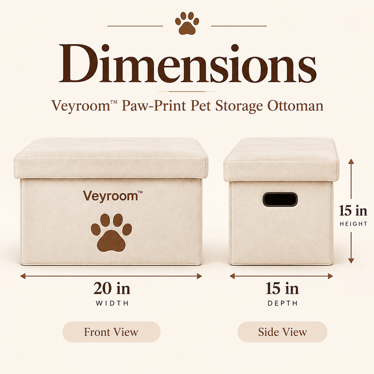 Veyroom™ Paw-Print Pet Storage Ottoman