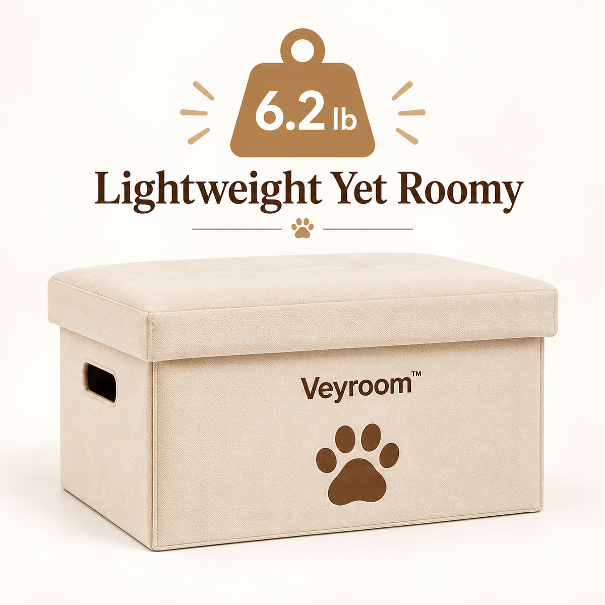 Veyroom™ Paw-Print Pet Storage Ottoman