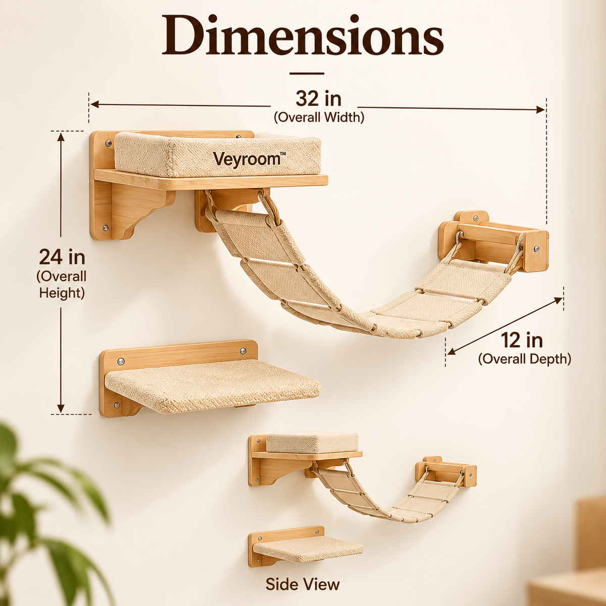 Veyroom™ Wall-Mounted Cat Hammock & Climber Set