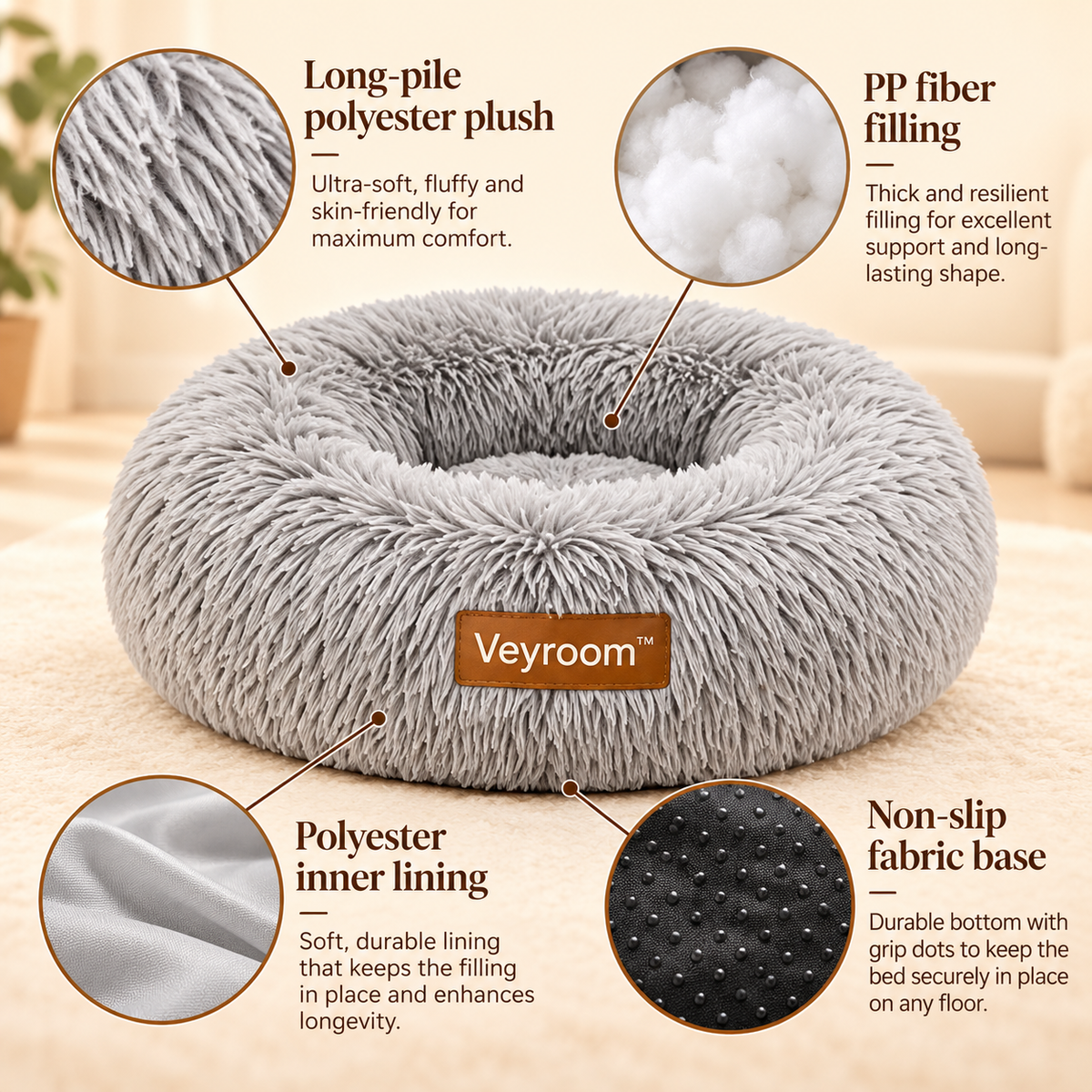Veyroom™ Cloud Plush Donut Pet Bed