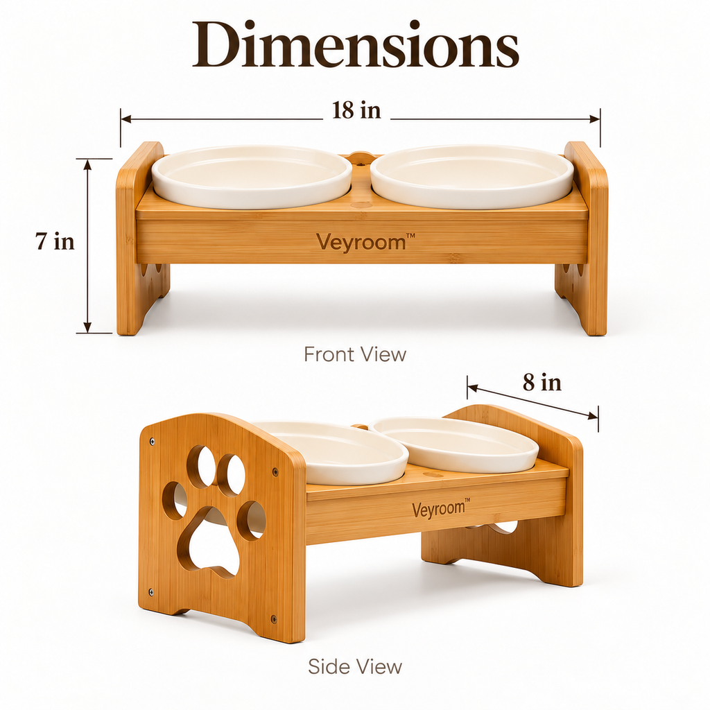Veyroom™ PawSide Bamboo Double-Bowl Station