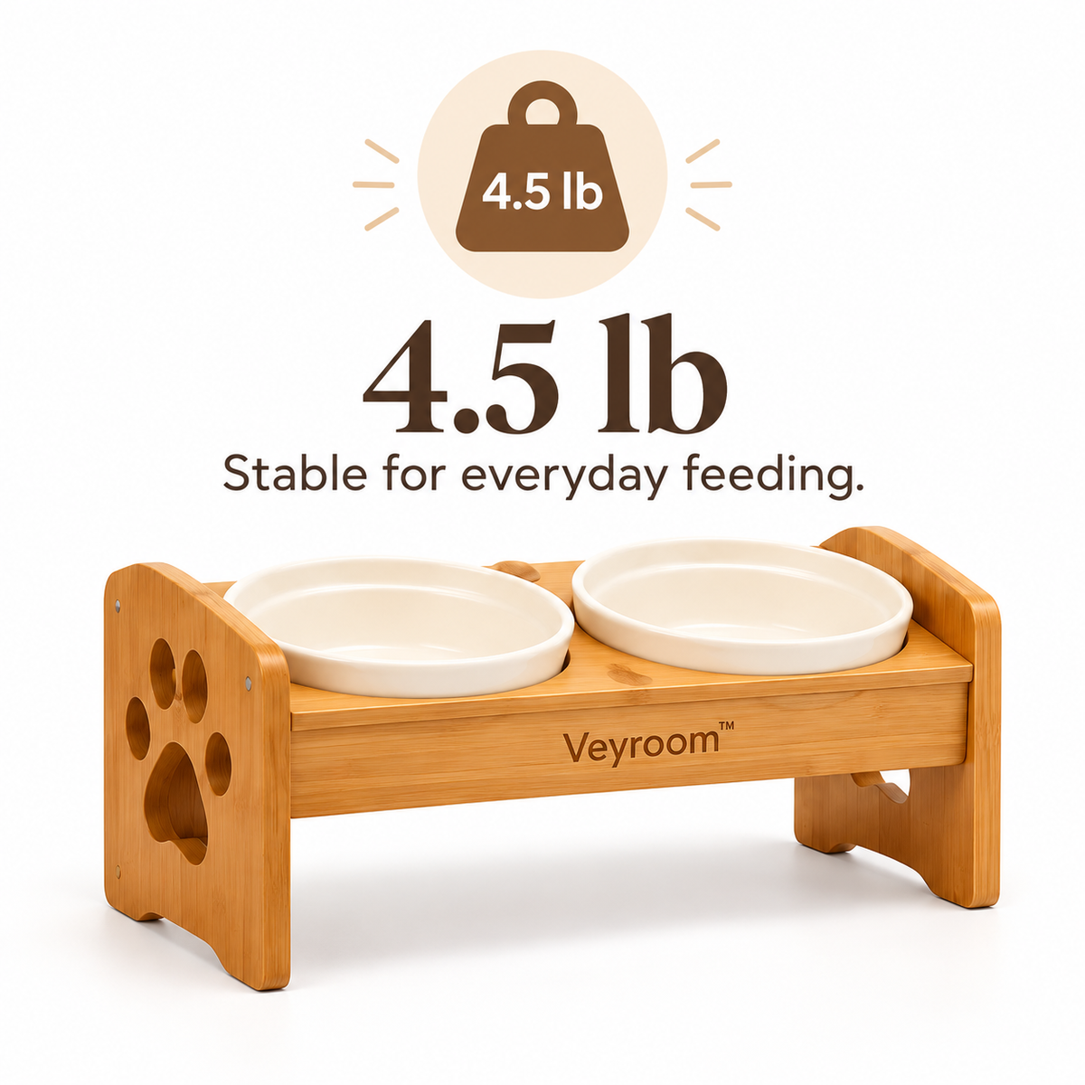 Veyroom™ PawSide Bamboo Double-Bowl Station